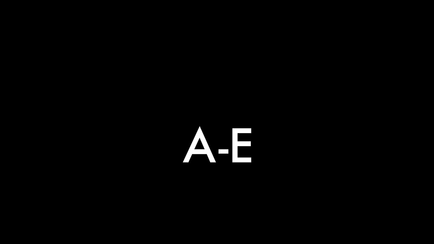 Shows the letters A-E.