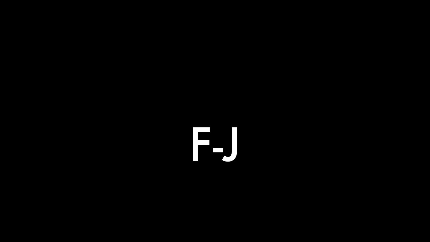 Shows the letters F-J.